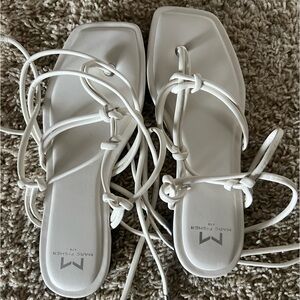 Marc fisher cream lace up sandals